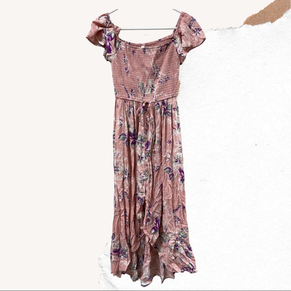 Pink floral maxi dress